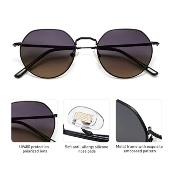 New Round Polygon Polarized Sunglasses for Women Men Retro Classic - Picture 3 of 4